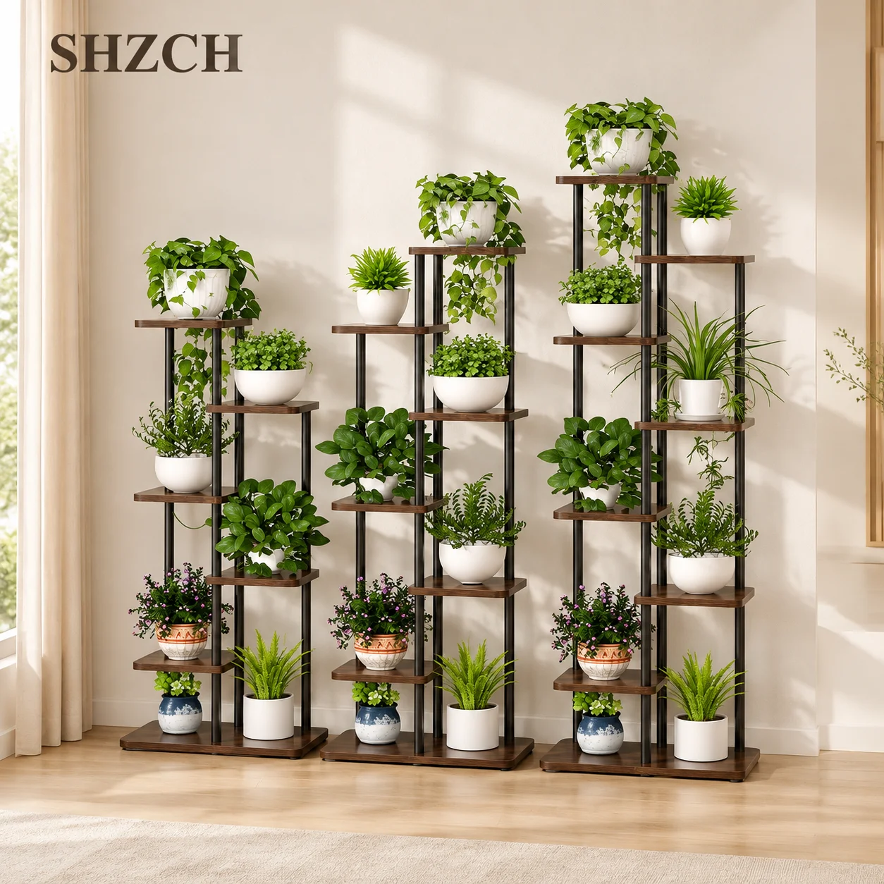Plant Stand Stand For Flowers Wooden Shelf 5/6/8Layers Display Stand Storage Shelf Pot Rack Organizer Home Garden Decoration
