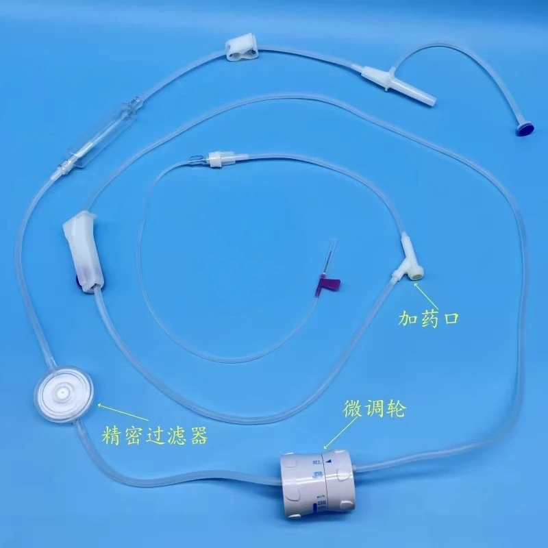 Disposable graduated flow adjustable infusion set with needle micro-control adjustable flow rate infusion set