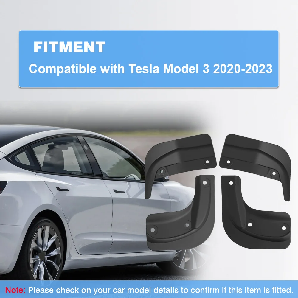 

4pcs Car Mud Flaps For Tesla Model 3 2020 2021 2022 2023 Front Rear Wheel Mudguards Auto Accessories Splash Guards MudFlaps ﻿