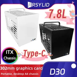D30 ITX Chassis 302mm Graphics Card SFX Power Supply Type-C 56mm radiator Similar K55 K49 A4 Mini Computer Case