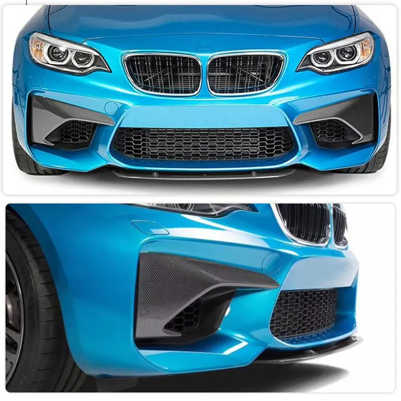 Carbon Fiber Car Front Bumper Lip Spoiler With Fog Lamp Cover for BMW F87 M2 Coupe 2016-2018 Racing Front Lip Chin Apron Canards