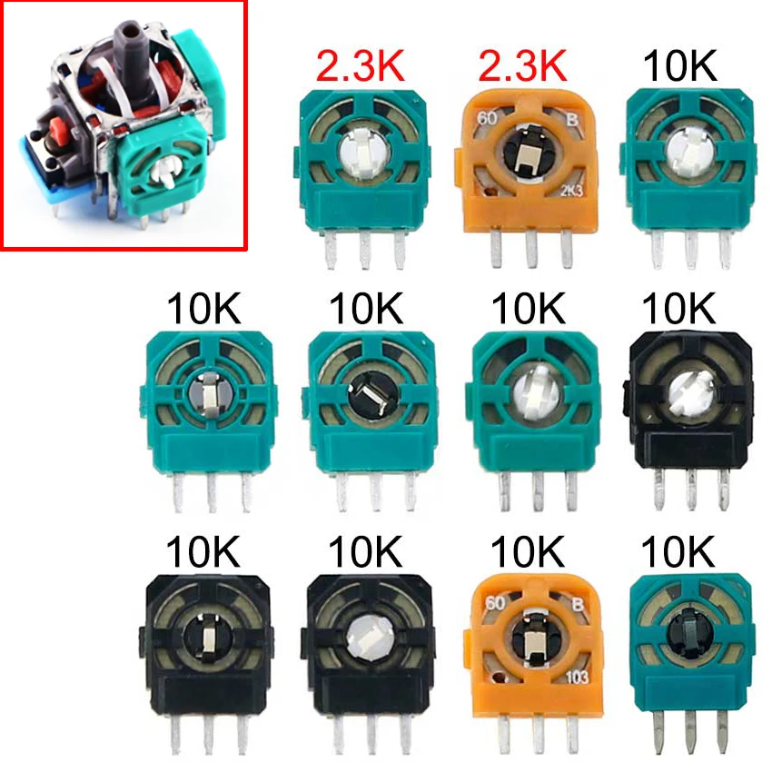 

2pcs For PS5 PS4 Controller 3D Analog Joystick Micro Switch Sensor Axis Resistors Potentiometer For Xbox One Thumbstick