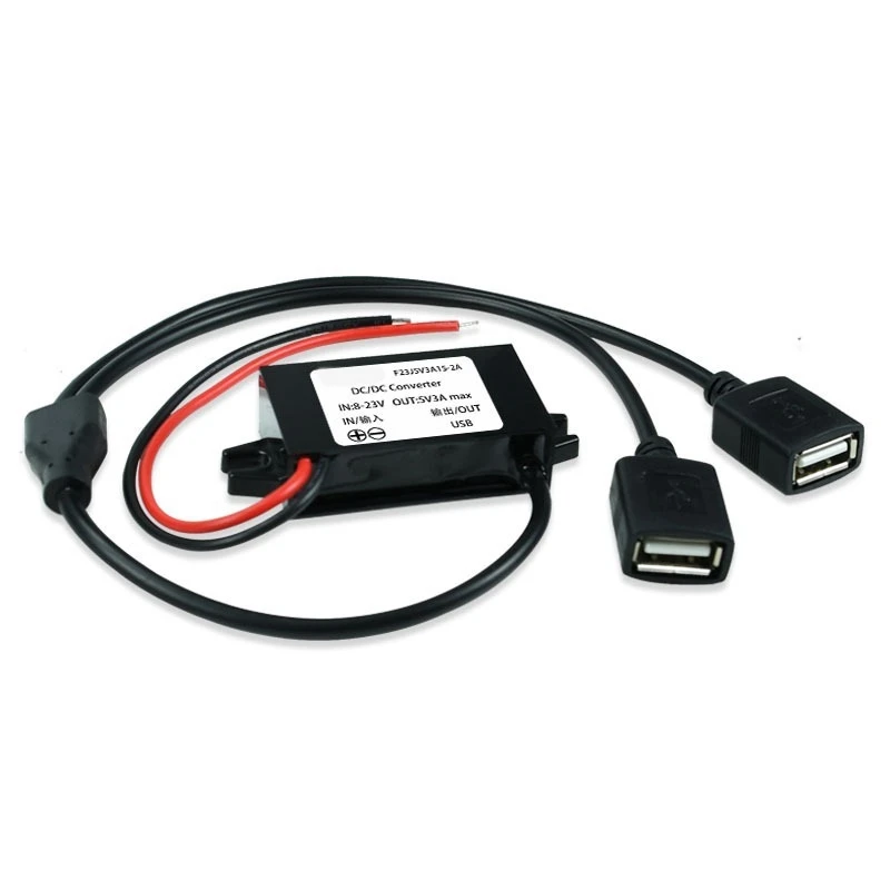 

12V (8-23V) To 5V 3A Female USB DC Car Power Converter Voltage Regulator DC Module Car Motorcycle Charger Adapter Accessories