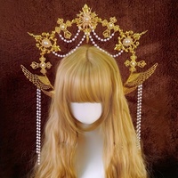 Golden Mary Apollo Sun Halo Goddess Crown Party Church Headwear Halloween Costume Exaggerated Headpiece Lolita Headband