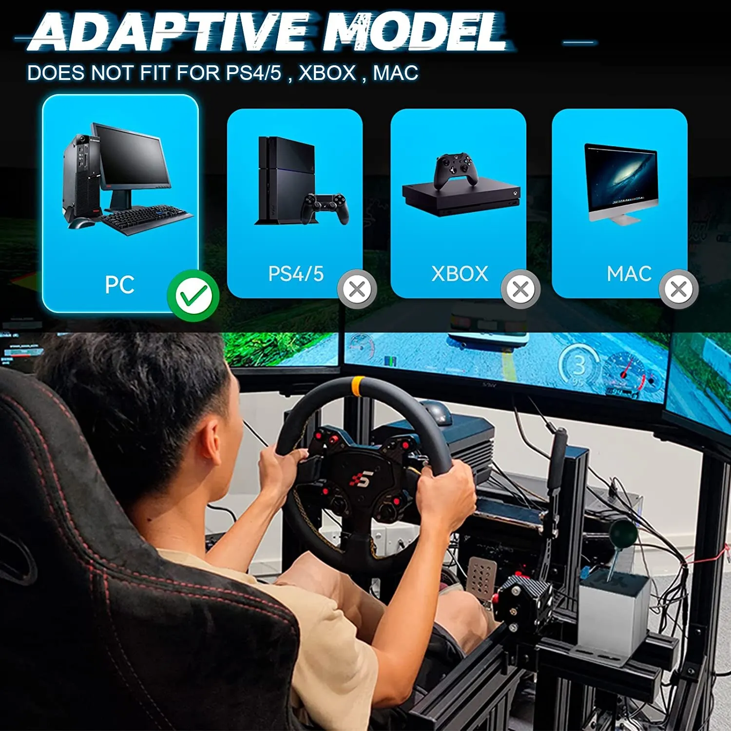 Jogo de corrida H Gear Shifter Fixture, Braçadeira de montagem, Logitech G29, G25, G27, G920, Thrustmaster T300RS, GT ETS2, Simracing PC, USB