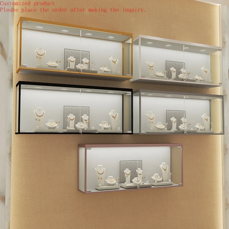 Vitrine de exibição de joias de ouro de luxo com design personalizado Armário de joias de vidro com tampa