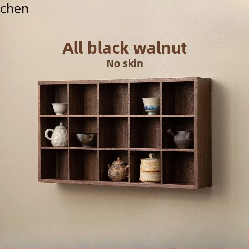 

HTT Duobao Pavilion Wall Shelf Zisha Pot Tea Set Wall Mounted New Chinese Bogu Shelf