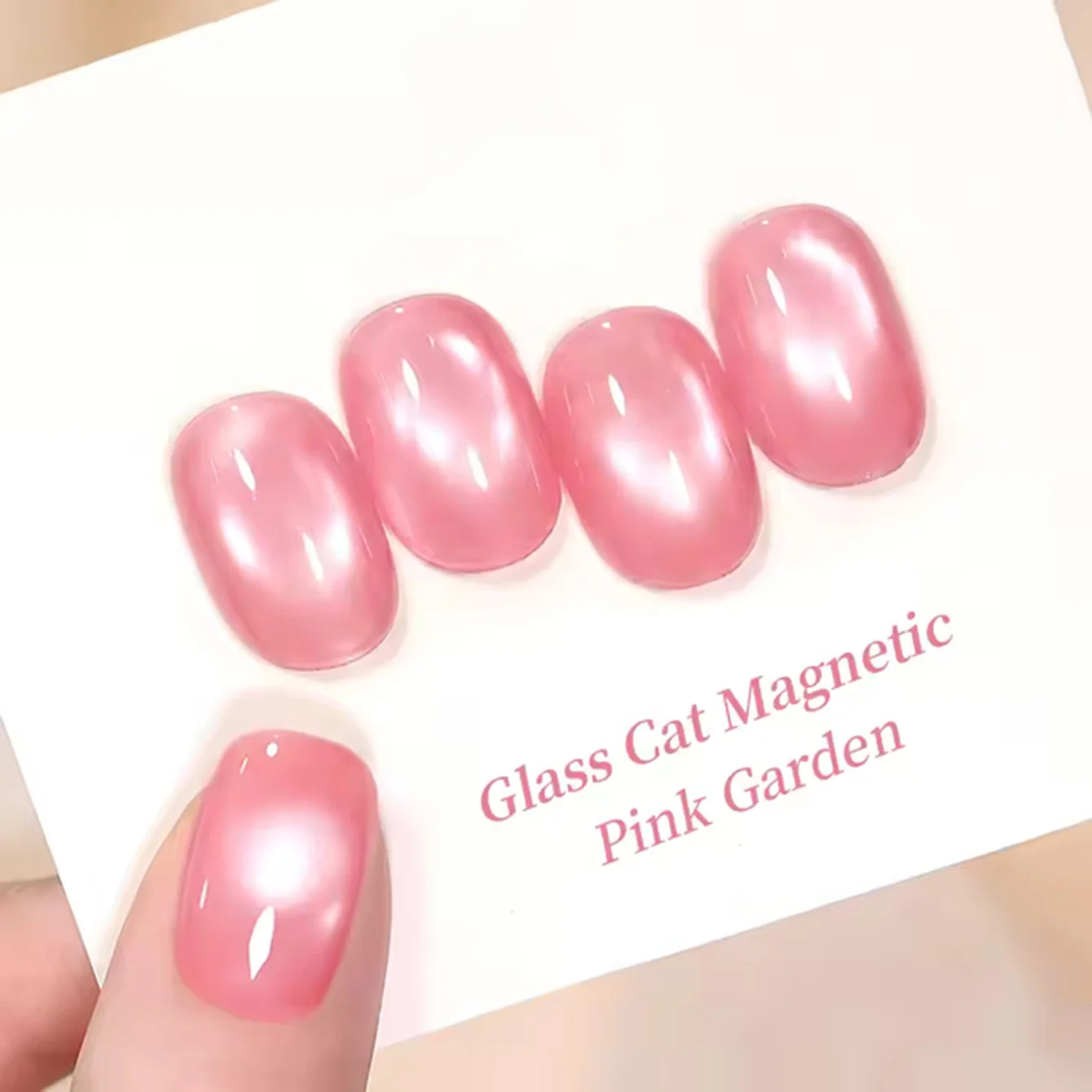 MAINEL 10ML Pink Nails Ice Transparent Nude Powder Glass Bead Cat Eye Magnetic Gel Nail Polish Nail Art Gel Salon Cute Nails