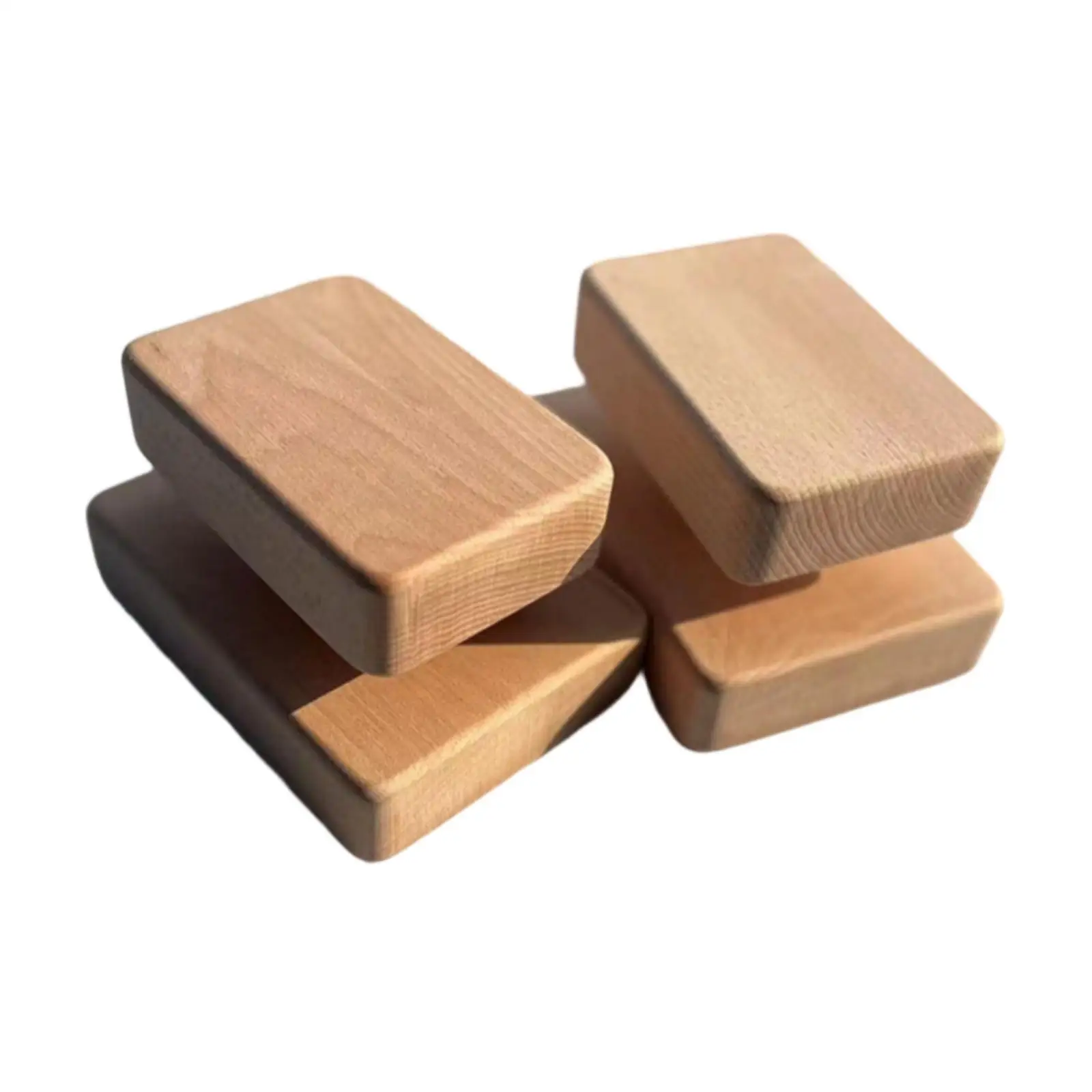 Beech Wood Exercise Blocks Sanded Finish Fitness Gear Stepped Cut-Indentation