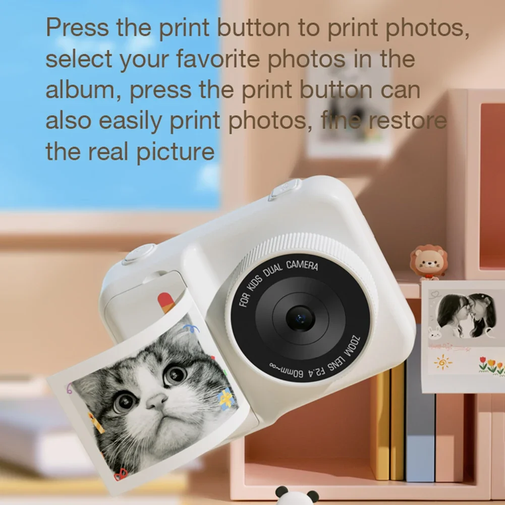 48MP Instant Camera Child Selfie Camera Toy with 3 Rolls Photo Paper Toddler Camera Mini Thermal Printer for Girls Boys Toddlers