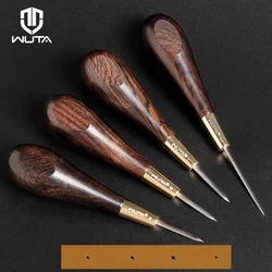 WUTA-punzón de costura de cuero de segunda generación, forma de diamante, ébano, Blackwood y herramienta artesanal de latón, punzón de costura a mano, cono de costura DIY