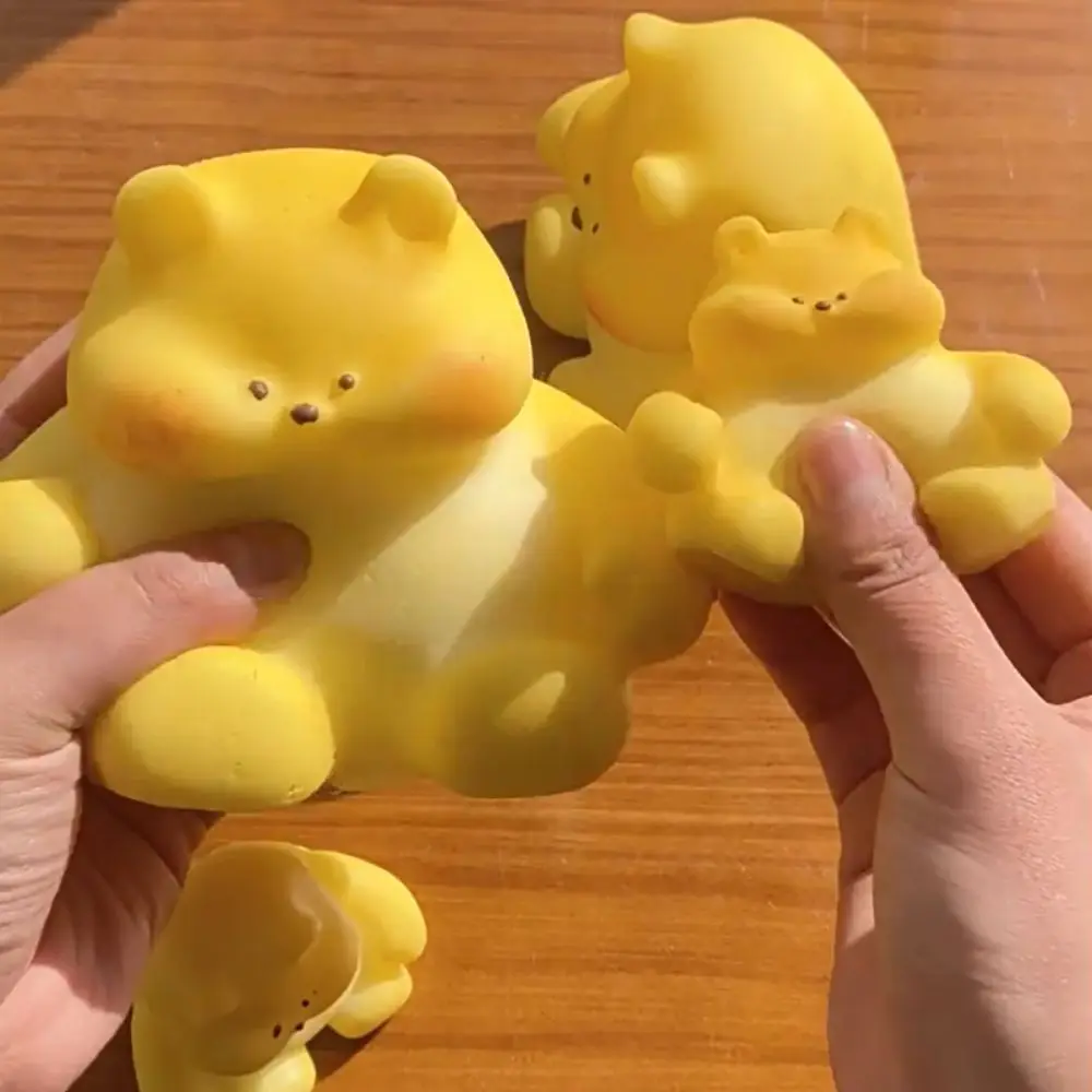 Cartoon Yellow Bear Squeeze Toys Slow Rebound Cute Bear Figure Fidget Toy Funny Decompression Toy Squishy Toy for Kids Adult