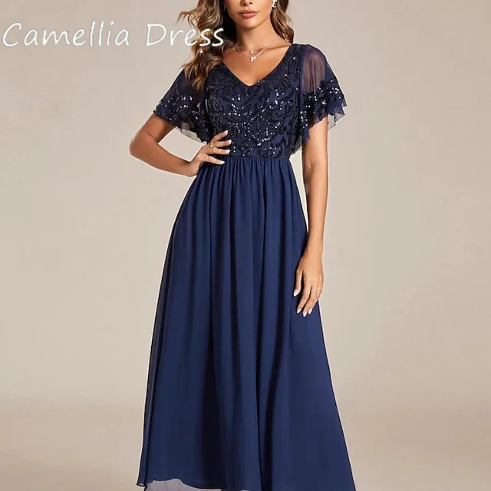 

Camellia Elegant Female Dress A Line Chiffon Wedding Party Dresses Appliques Mother of Bride Dresses Robe De Soirée