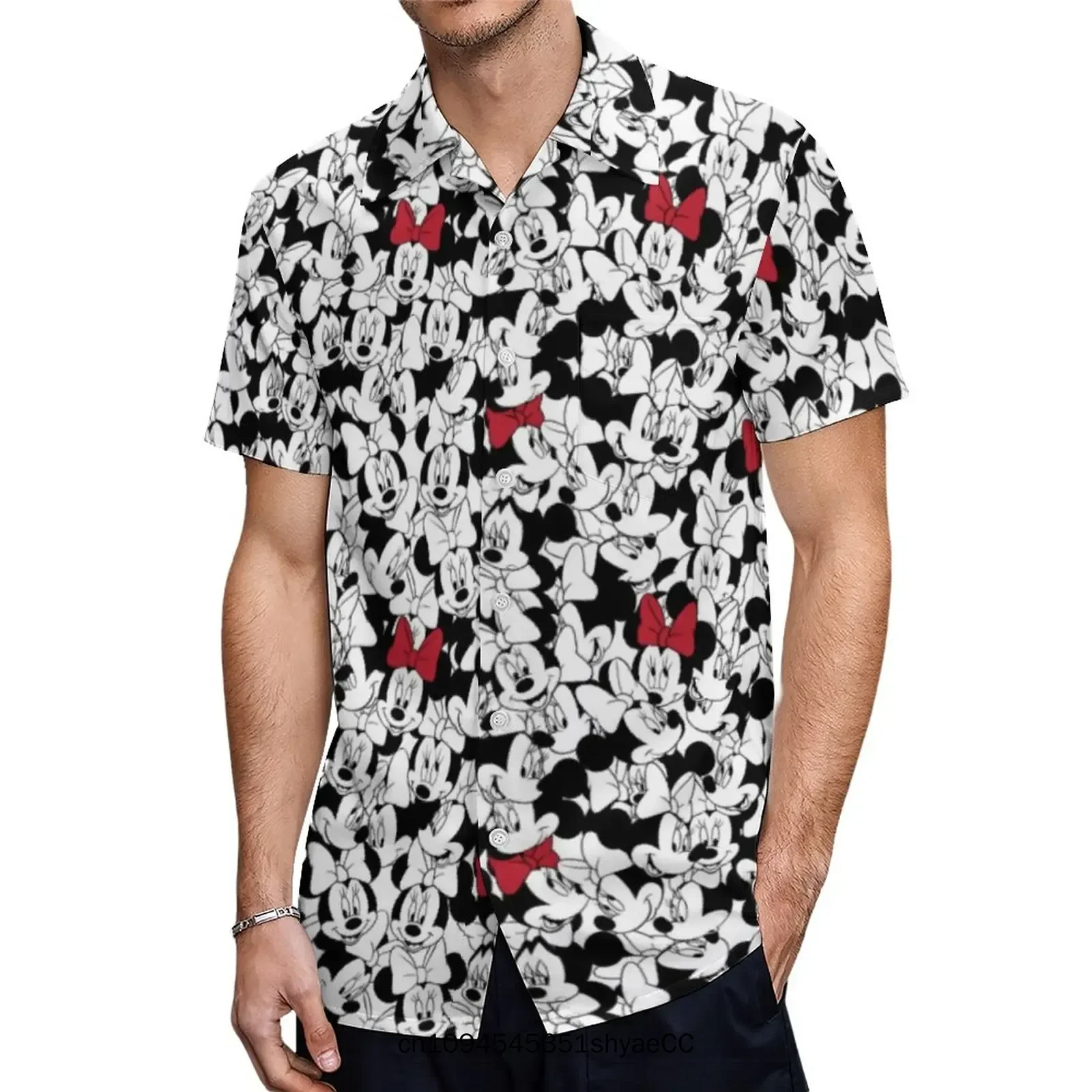 Disney Minnie Mouse Christmas Hawaiian Shirts Men's Womens Casual Beach Shirt Disney Hawaiian Shirt Short Sleeve Button Up Shirt