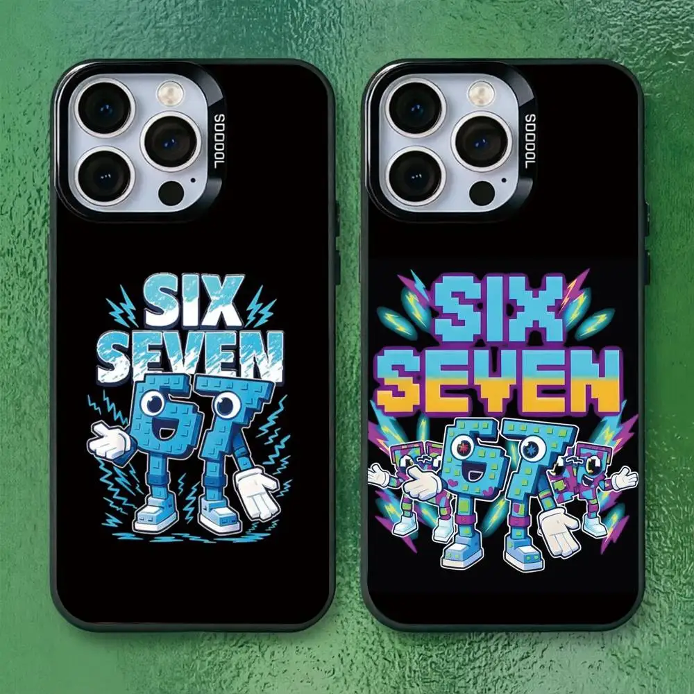 

Six Seven 6 7 Phone Case For iPhone 17,16,15,14,13,12,11 Plus,Pro Max,XS,Colorful Silver Black Cover