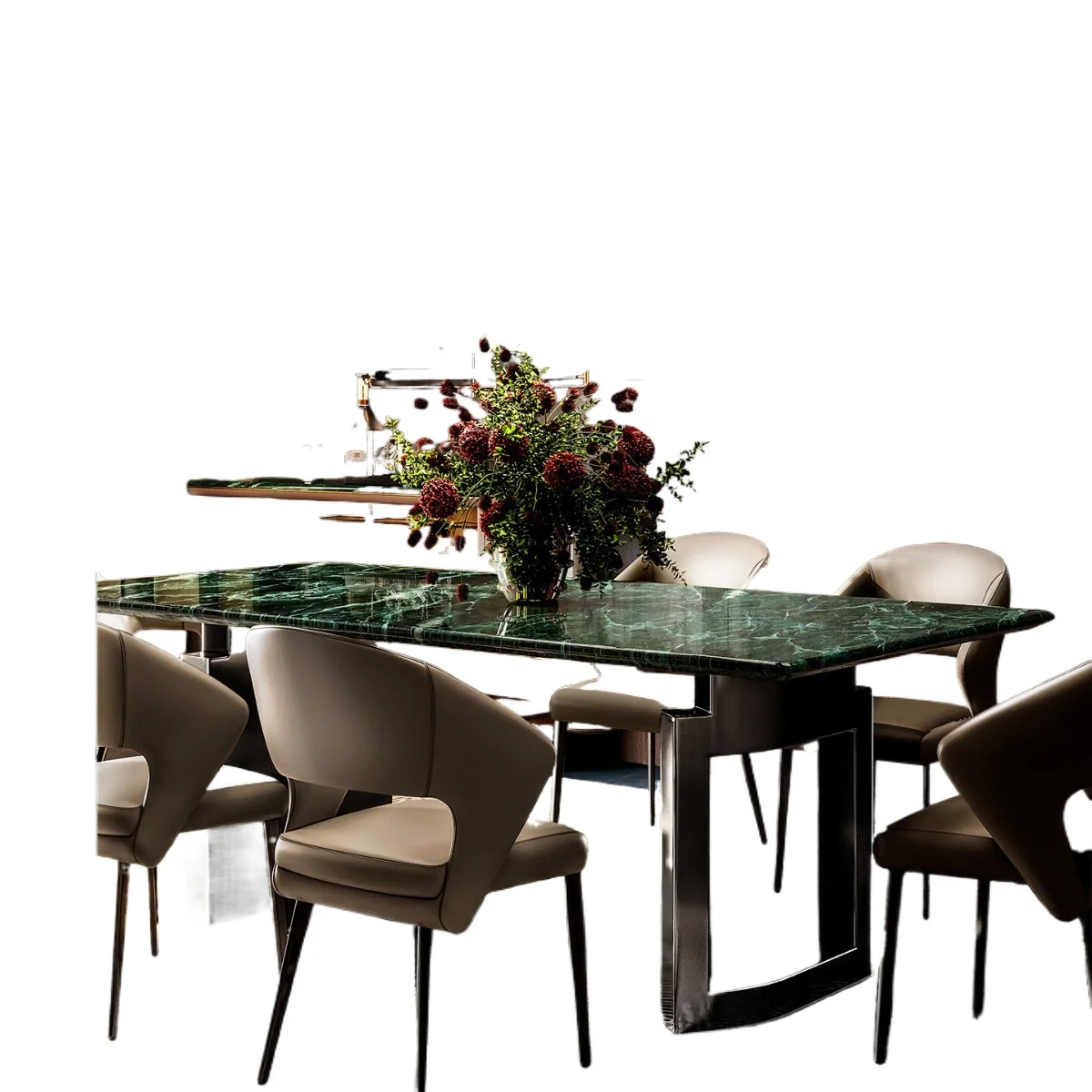 

Emerald marble dining table Brazil imported Italian minimalist high-end villa