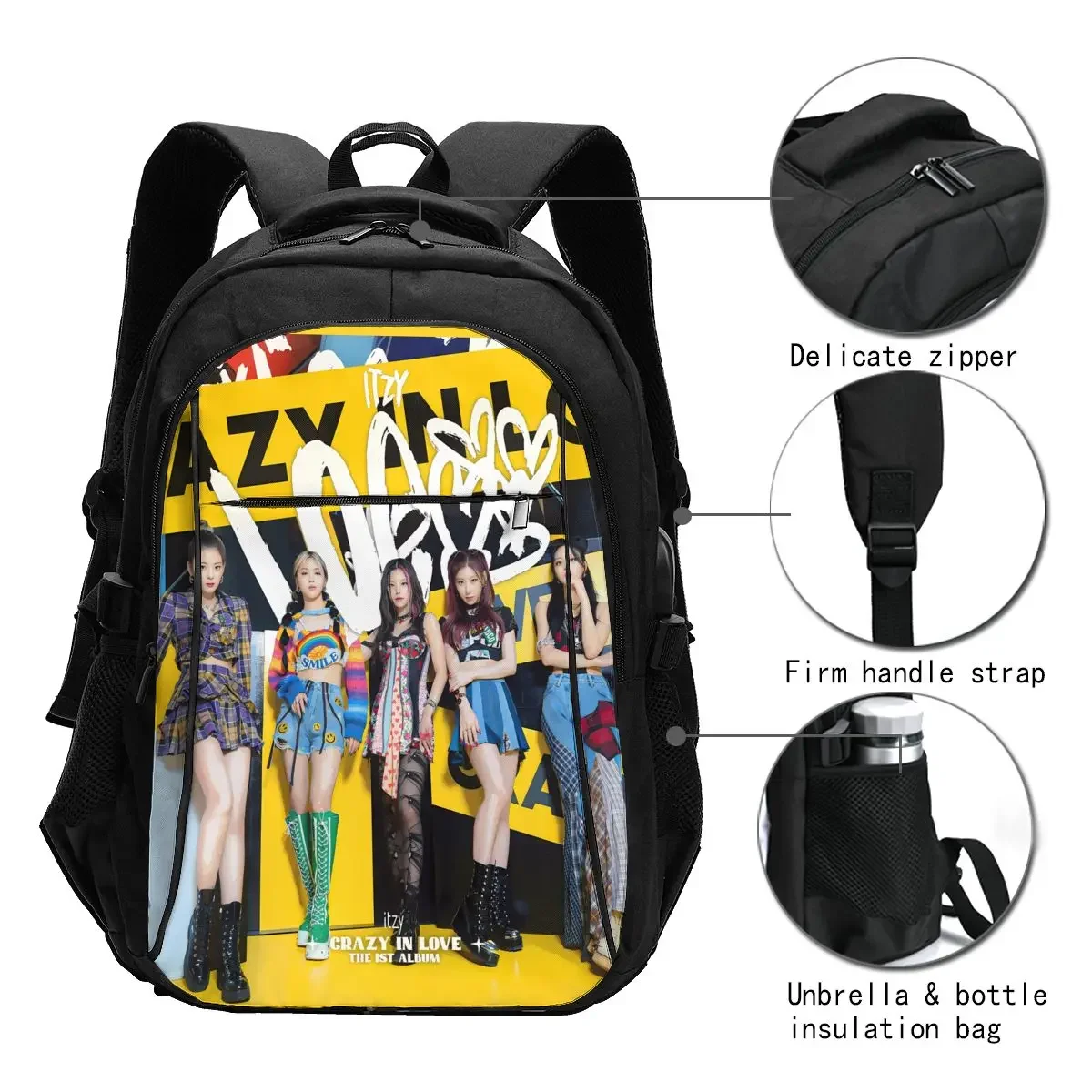 Kpop Group ITZY Travel Laptop Backpack Business Water Resistant Laptop Backpack with USB Charging Port College Bag for Men Women