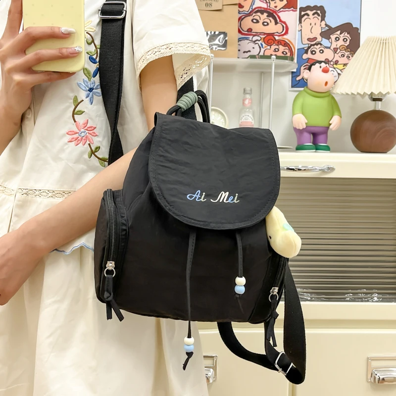 

Повседневная дорожная женская палатка 20225, летняя новинка, чистый цвет, студенческий класс, маленький абсолютный нейлоновый материал, двойной ремень на плечо