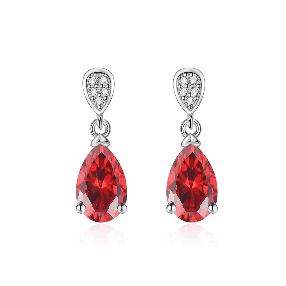 

Pear Cut Natural Red Garnet 925 Sterling Silver Waterdrop Dangle Earring for Woman Statement Gemstone Jewelry Brincos Party Gift