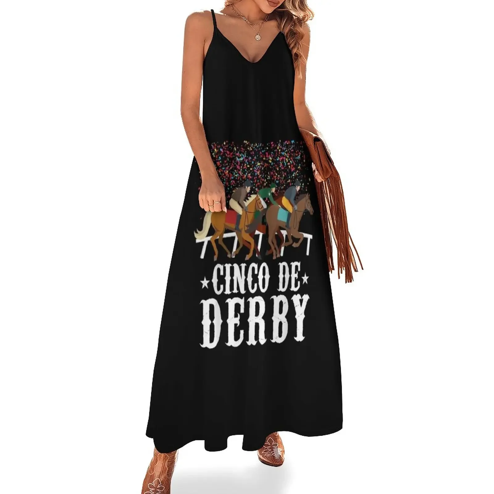 Cinco De Derby Kentucky Horse Race TShirt Funny Mexican Sleeveless Dress Women's long dress Dress vintage