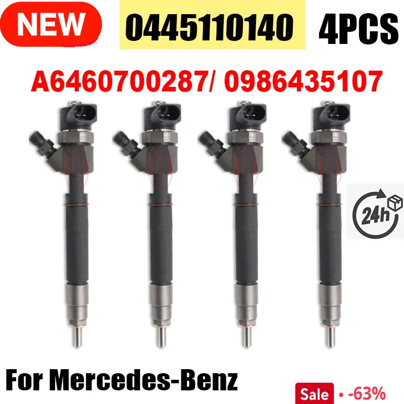 4PCS 0445110140 A6460700287 New Diesel Fuel Injector 0986435107 NOZZLE  0 445 110 140 For Mercedes Benz CDI VITO VIANO W639