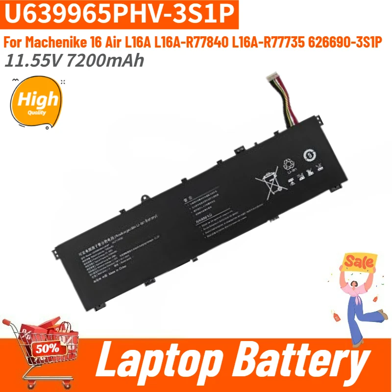 

U639965PHV-3S1P High Quality Laptop Battery 11.55V 7200mAh For Mechanic L16A-R77840 L16A-R77735 16Air L16A 626690-3S1P Brand New