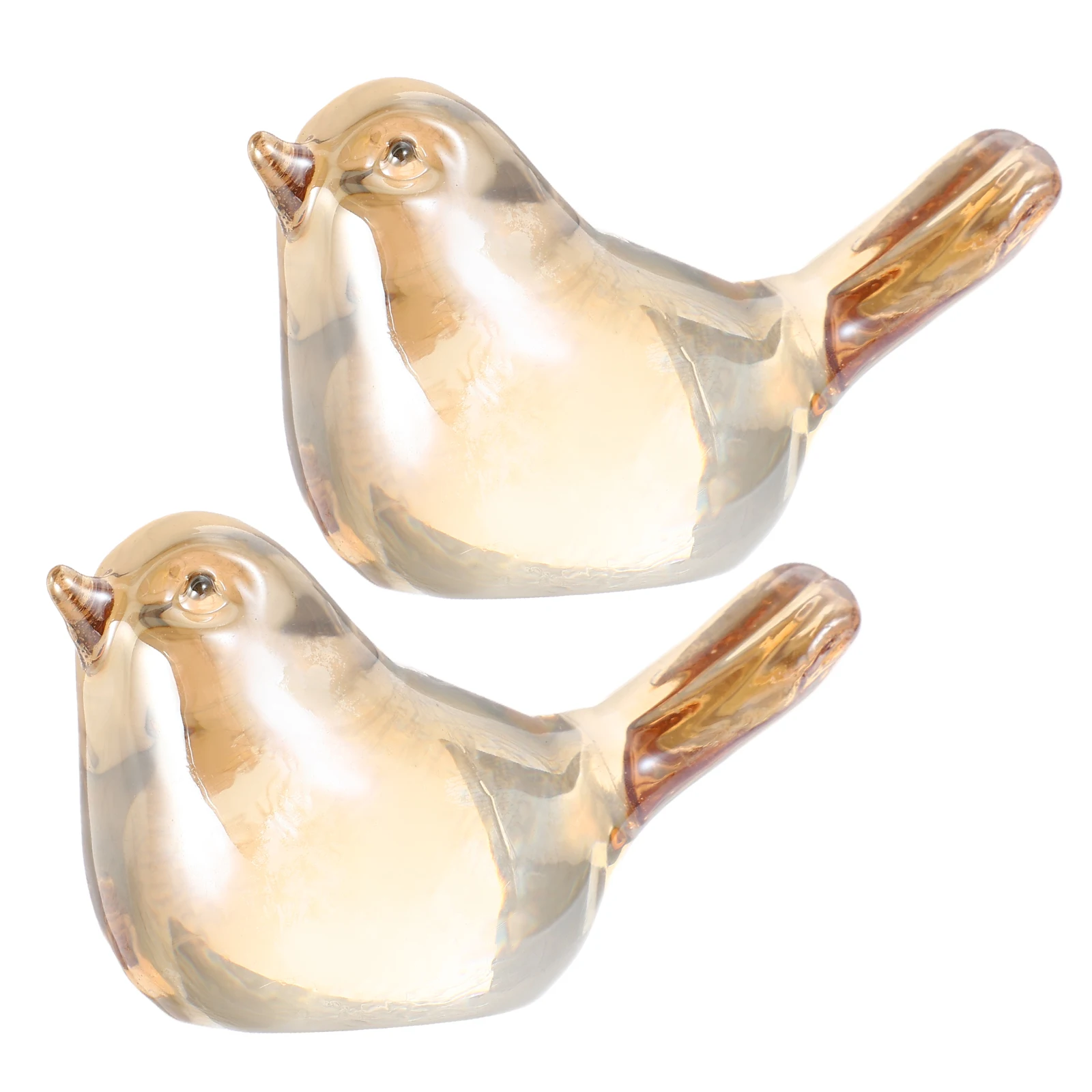

2pcs Glass Figurines Crystal Animal Statues Home Decor Paperweights For Office Desktop Bookshelf Cabinet Bird