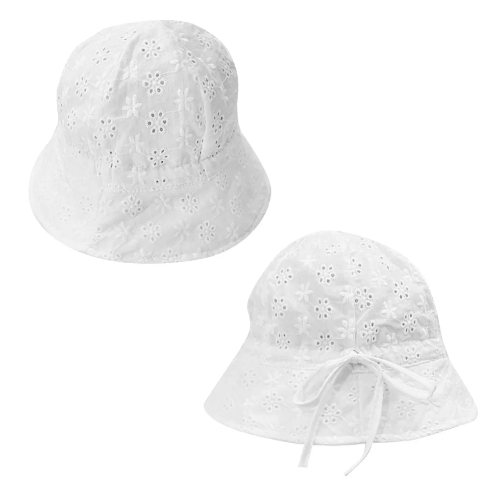 Baby Cotton Fisherman Hat Lace Design Breathable Sun Protection Cap For Newborn Summer Wear Foldable Headwrap Kids