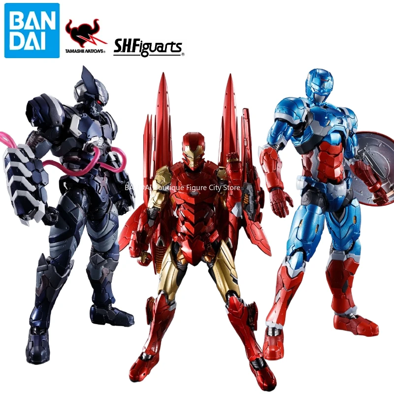 [Available] Bandai SHF American Series Iron Man Venom Symbiote Wolverine Captain America Action Figure Model Gift Collectible