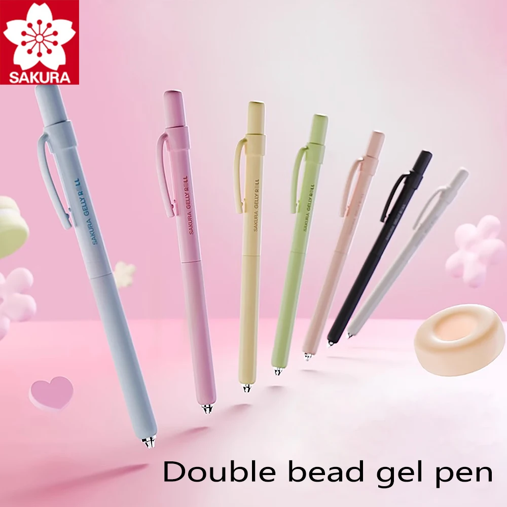 

1 шт., гелевая ручка Japan Sakura ST с двойной бусиной, наконечник для студенческого письма, экзамена, черные чернила 0,5 мм, школьные принадлежности, каваи, канцелярские принадлежности