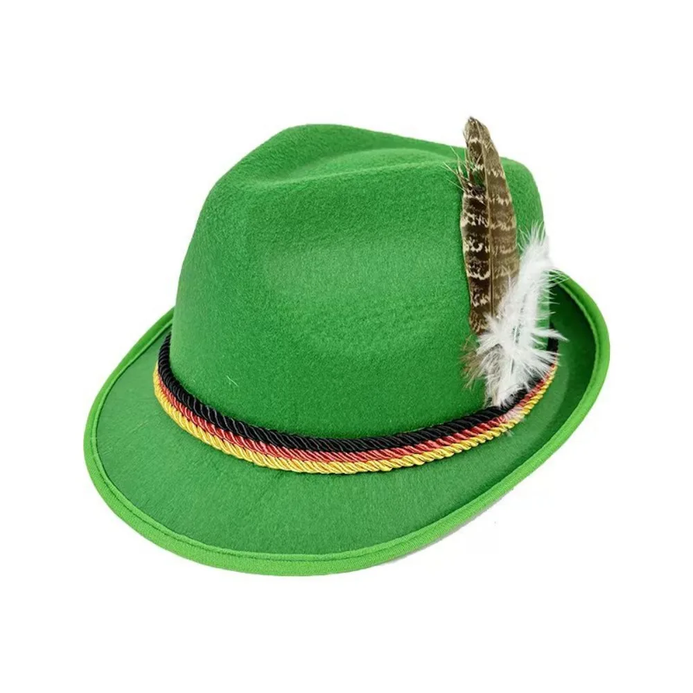 Fashion Dress Up Oktoberfest Hat Fedora Hat Bavarian Feather Decors Hat Jazz Panama Costume Cosplay Cap Party Photo Props