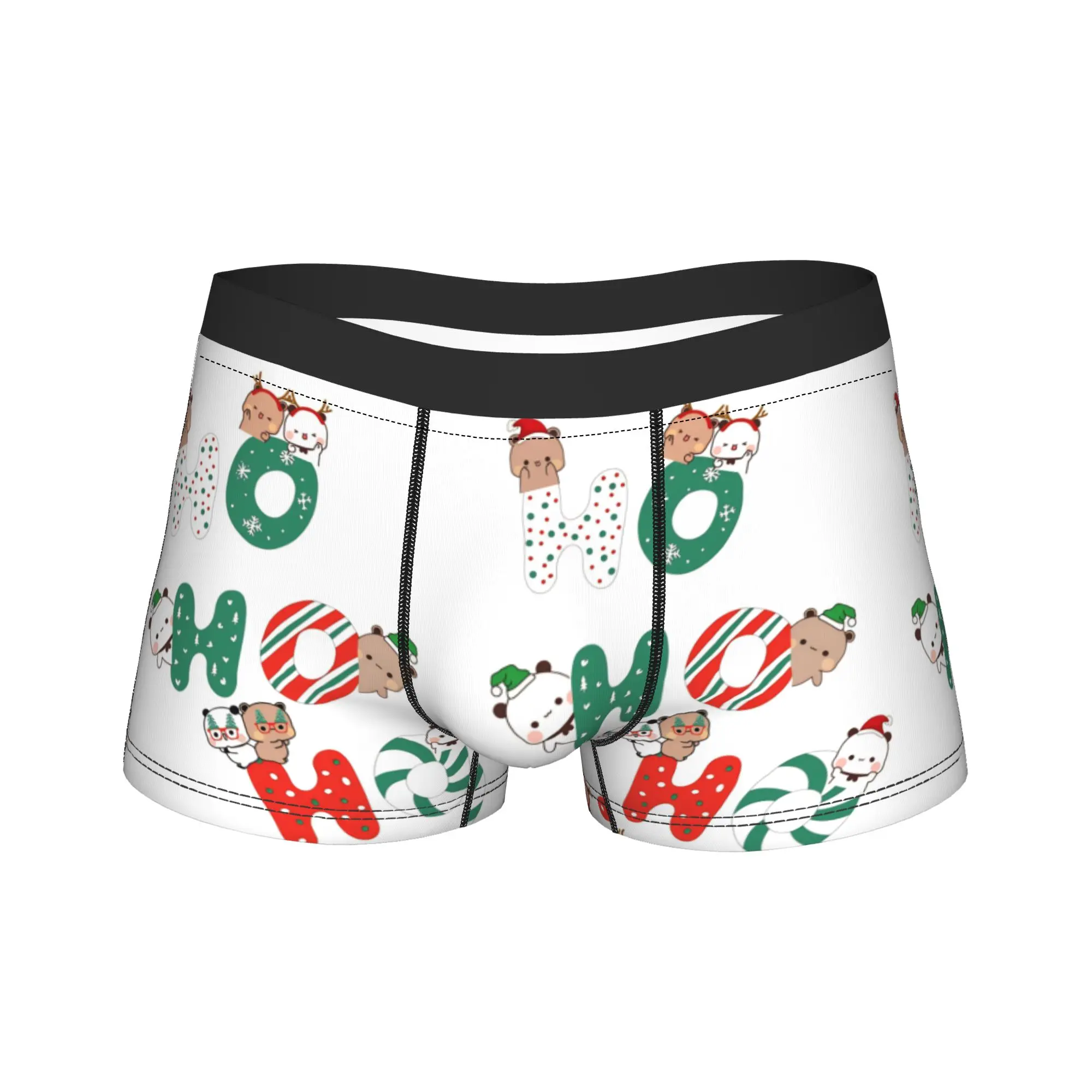 

Bubu and Dudu Merry Christmas Tree Santa Underwear Breathable Underpants Custom Shorts Briefs For Male Pouch Plus Size Trunk