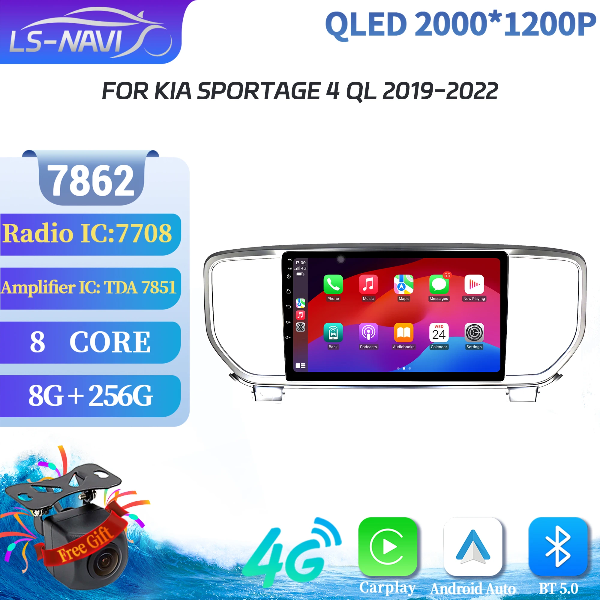 

Для KIA Sportage 4 QL 2019-2022 Android 14 Автомобильный радиоприемник Мультимедийный плеер Навигация GPS Carplay Wi-Fi Bluetooth 2K QLED Экран