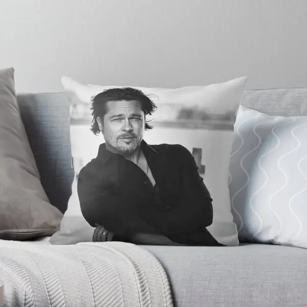 

Bw Brad Pitt Cool Printing Throw Pillow Cover Bedroom Soft Square Car Cushion Waist Sofa Fashion Pillows not include One Side