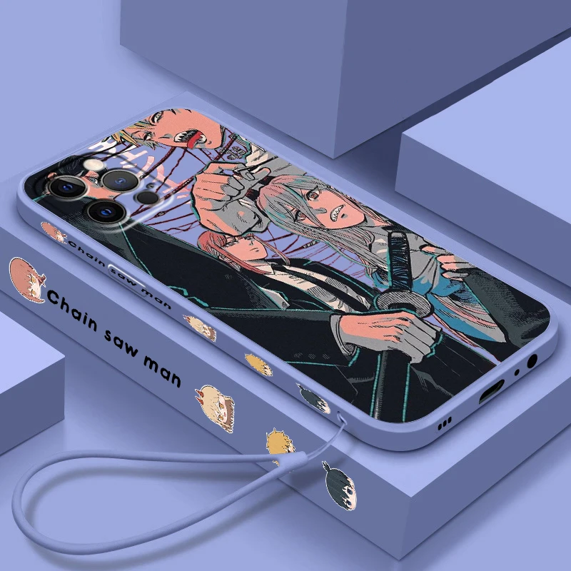 

C Chainsaw Man Cool Anime Liquid Left Rope For Apple iPhone 15 14 13 12 11 XS XR X 8 7 SE Pro Max Plus Mini TPU Phone Case