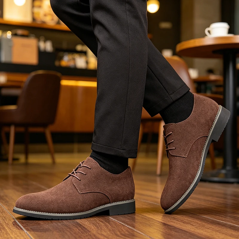 Size 39-48 Vintage Men Pointed-toe Derby Shoes Black-brown Color Matte Finish Casual Lace Business Office Shoes Social Shoes