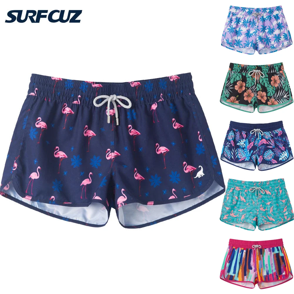 SURFCUZ Women\'s Board Shorts Quick Dry Women Beach Shorts Summer Swim Trunks Sports Surfing Shorts Swimwear Bottoms for Women