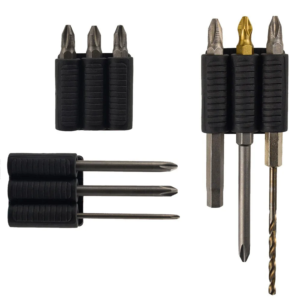 Side Mount Adapter Drill Bit Holder Flexible Shatterproof ABS Secure Attachment Stores Up To 1 4 Driver Bits For Power Drivers