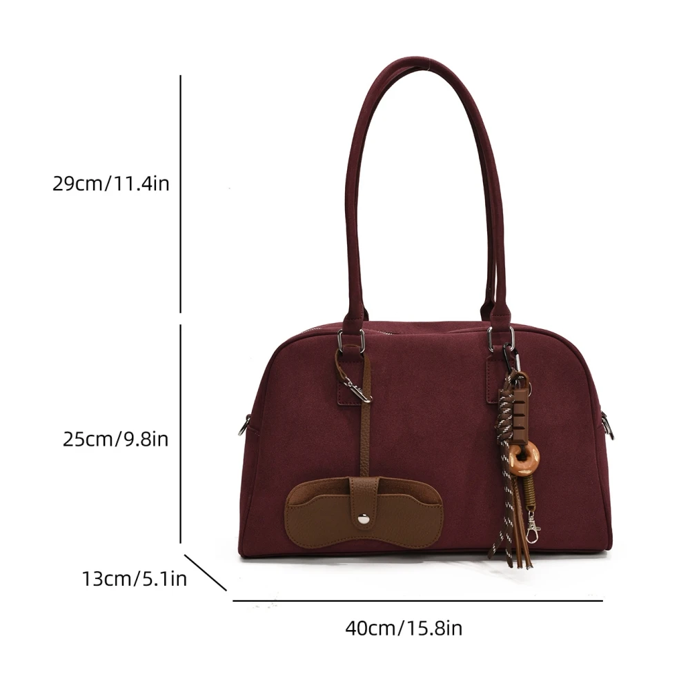 Luksusowa torba bowlingowa damska w dużym rozmiarze na rok 2025, zamszowa, jednokolorowa torba na ramię, duża pojemność, torba crossbody, designerskie torebki.