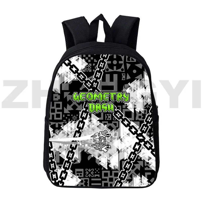 Jogo quente 12/16 Polegada geometria traço 3d impressão mochilas kawaii dos desenhos animados crianças estudante japonês saco de lona moda masculino feminino packbags