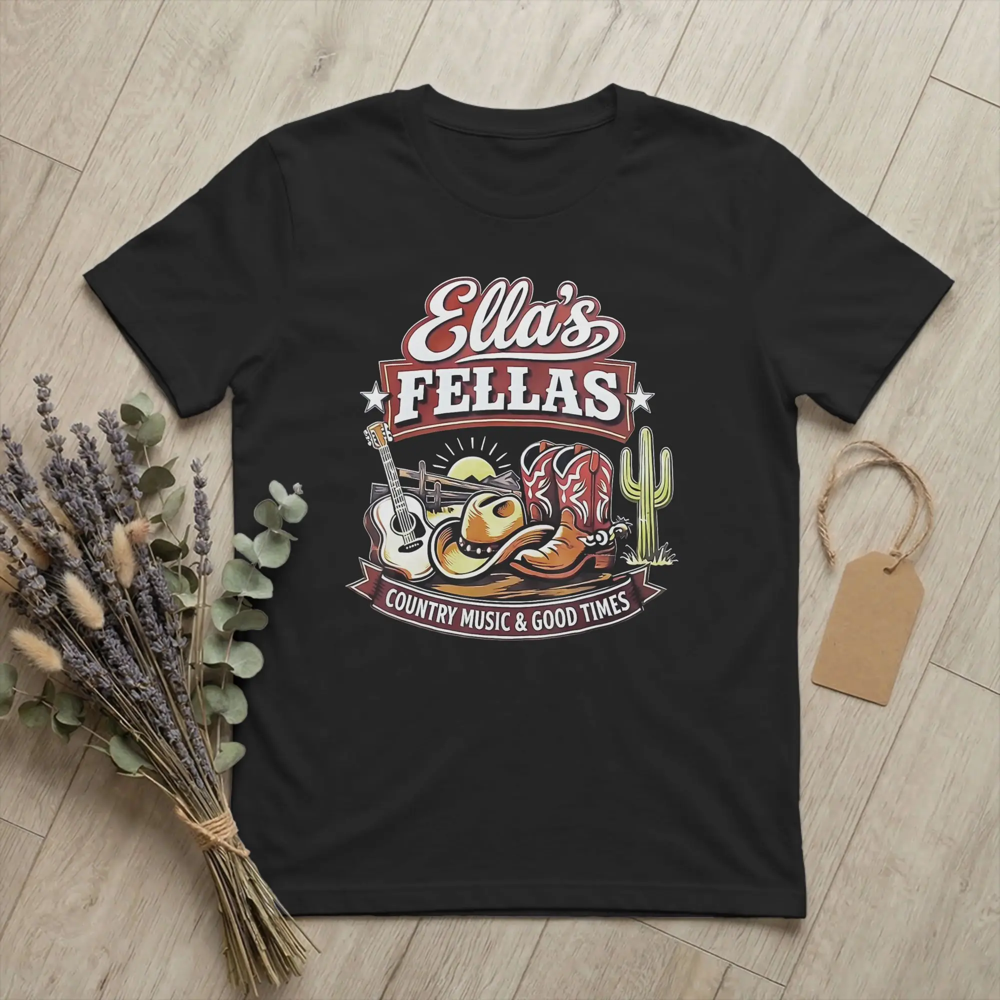 Vintage Elia's Fellas Western Cowboy T-Shirts Men Crew Neck 100% Cotton T Shirt Country Funny Short Sleeve Tees Printed merch
