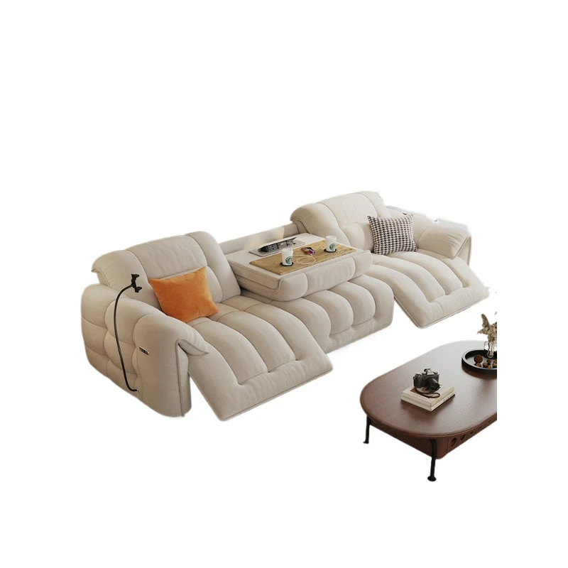 

Modern simple space electric cabin function living room cat scratching cloth three-person small apartment French cream wind clot