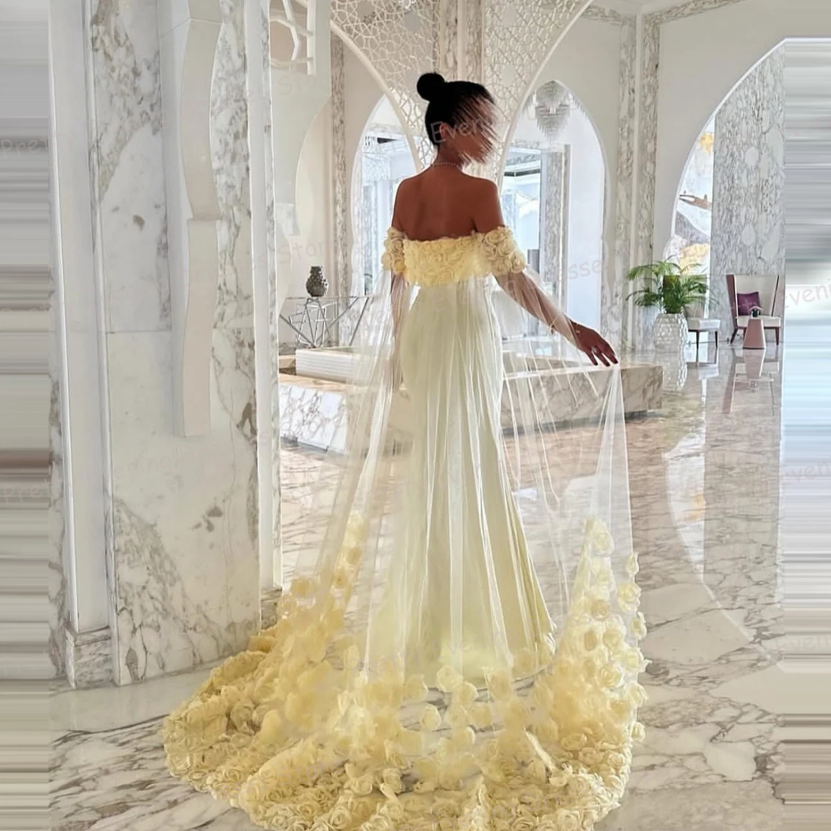 Luxe Avondjurken Zeemeermin Vrouw Galajurken Mouwloze Bloemen Sjaal Mode Aangepaste Vestidos فسات Cosa • 2017-