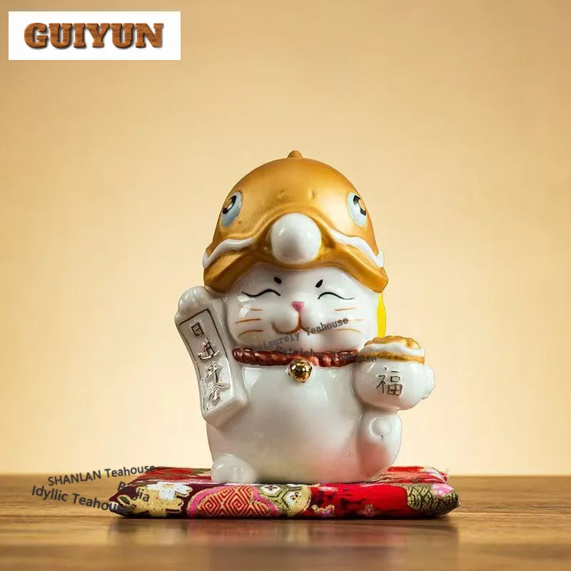Money Drawing Lucky Cat Tea Pet Creative Flowerpot Landscaping Tea Figurine Play Toys Tea Statue Ornaments Craftsmanship Craft view 5