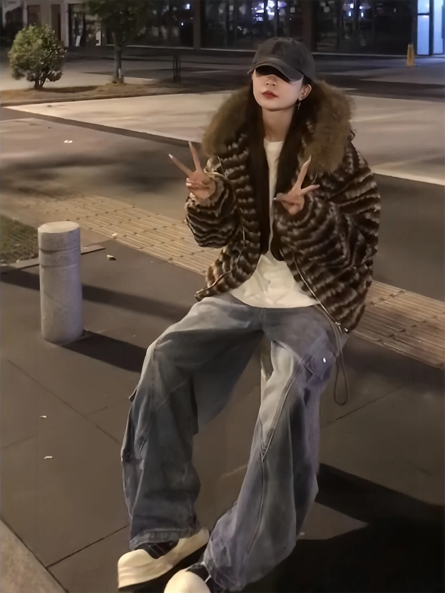 

Плюшевая хлопковая куртка Color Blo в полоску с капюшоном и меховым воротником для мужчин и женщин: теплая, в стиле ретро, с текстурой, в стиле кэжуал, верхняя одежда