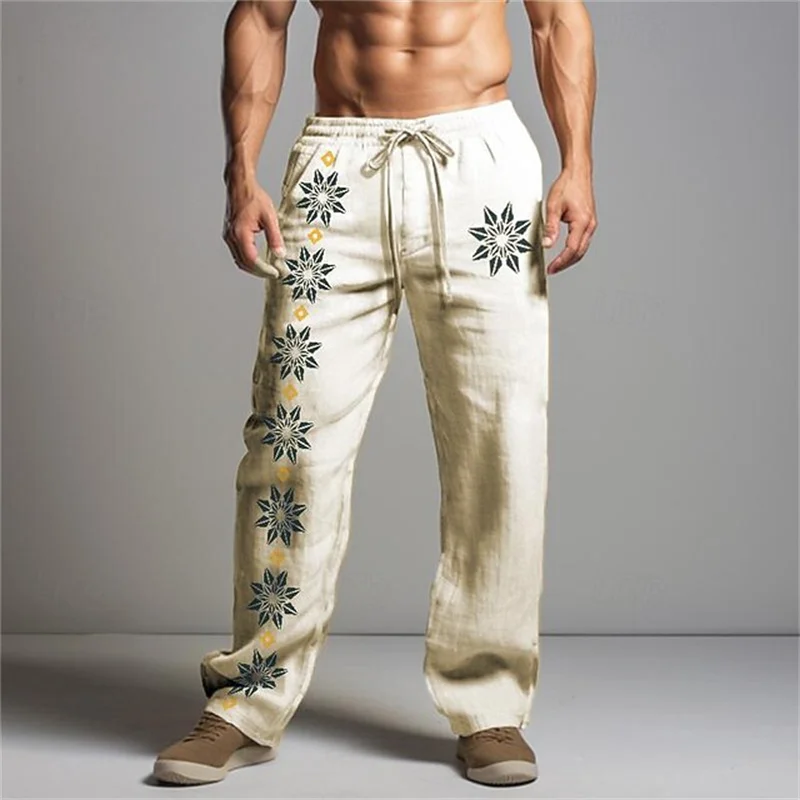 جديد الأزهار طباعة المرأة السراويل الرباط المرأة استرخاء صالح مستقيم الساق السراويل تنفس ملابس الشارع الشهير والسراويل في الهواء الطلق #1