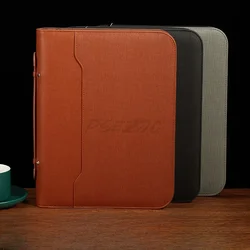 A4 Leather Business Multifunctional Folder PU Loose Leaf Sales Manager Data Contract Hand-held Zipper Briefcase