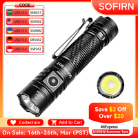 New Sofirn SR12 SFT25 LED 1450lm EDC Spot Flashlight 18650 USB C Rechargeable 6000K Powerful Light IP68 Torch