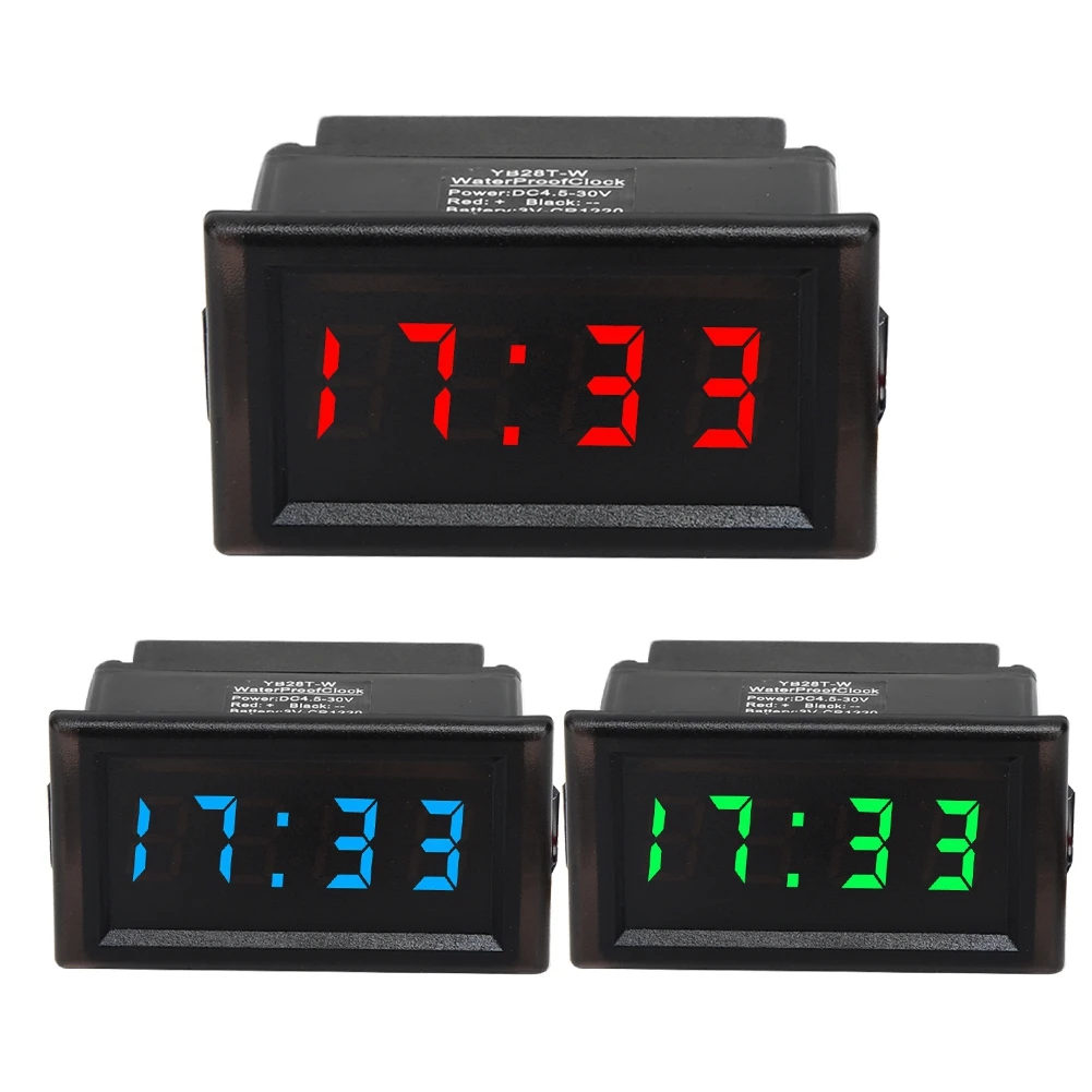 Car Digital Clock LED Digital Display Clock Clock DC4.5-30V Waterproof Dustproof Car Auto Electronic Clock LED Digital Display
