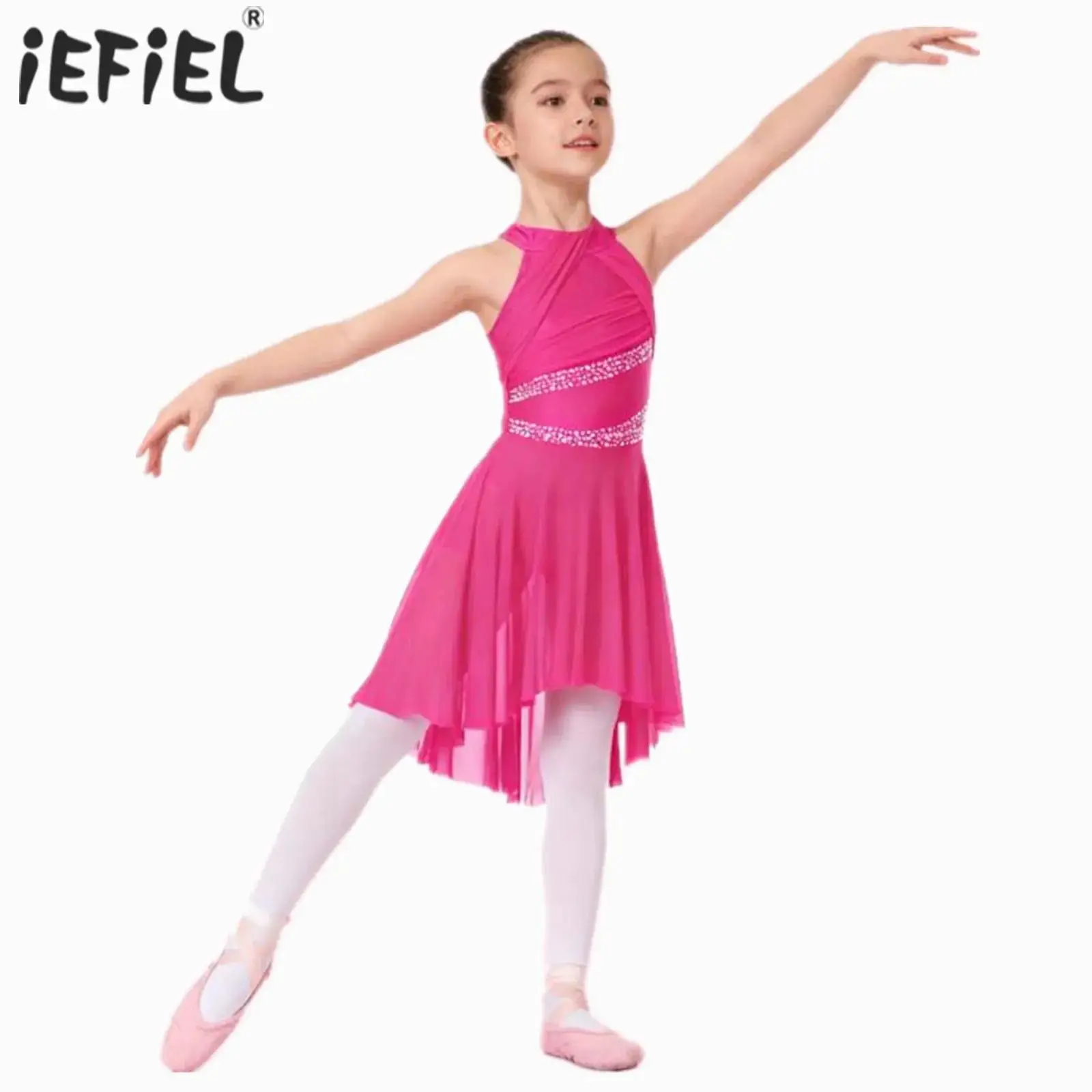 

Детское балетное Тюлевое платье для девочек, блестящее женское платье с драпировкой, балетное трико, Одежда для танцев